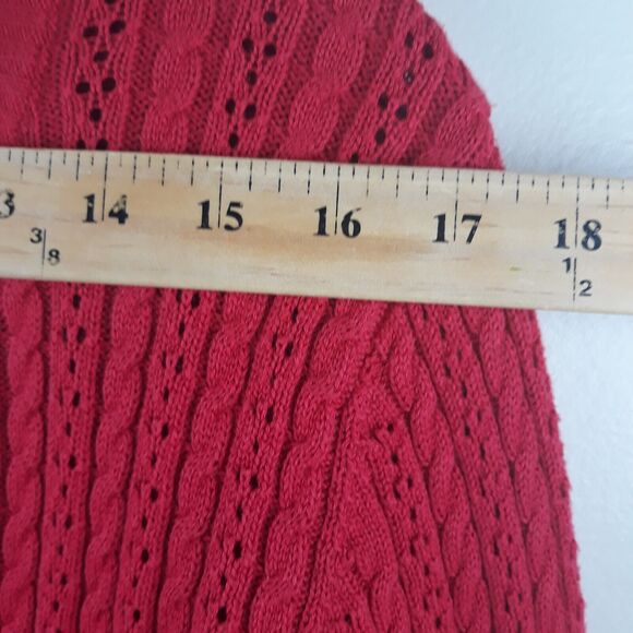 B MOSS Sweater  Attached Collar Women Large Red White Long Sleeves - Picture 6 of 11